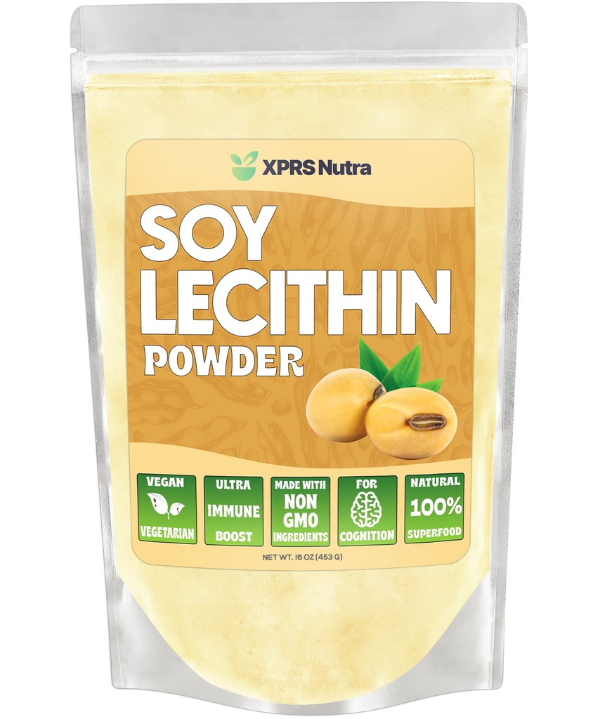 XPRS Nutra Soy Lecithin Powder Food Grade Fat Emulgator - Geschikt voor koken, bakken en meer - Vegan Friendly Soy Lecithin Powder Cooking Aid (16 Ounce)