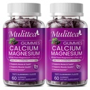 Calcium Magnésium Zinc Gommies avec haute absorption Magnésium Glycinate 200mg, Potassium - Supplément de Calcium Plant avec D3 et la mousse de mer pour les os, les muscles, l'humeur calme et le sommeil- Enfants et adultes (2 Pack)