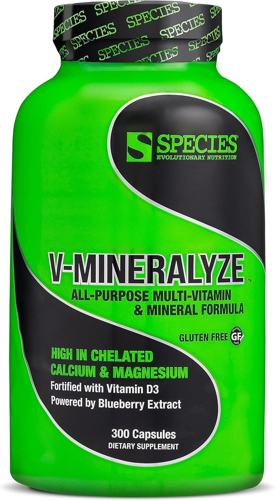 Soorten Voeding V-Mineranalyse van all-Purpose Multivitamine, vitamine C en D3, gecheleerde mineralen, bosbessenextract met anti-oxidant eigenschappen, 300 capsules