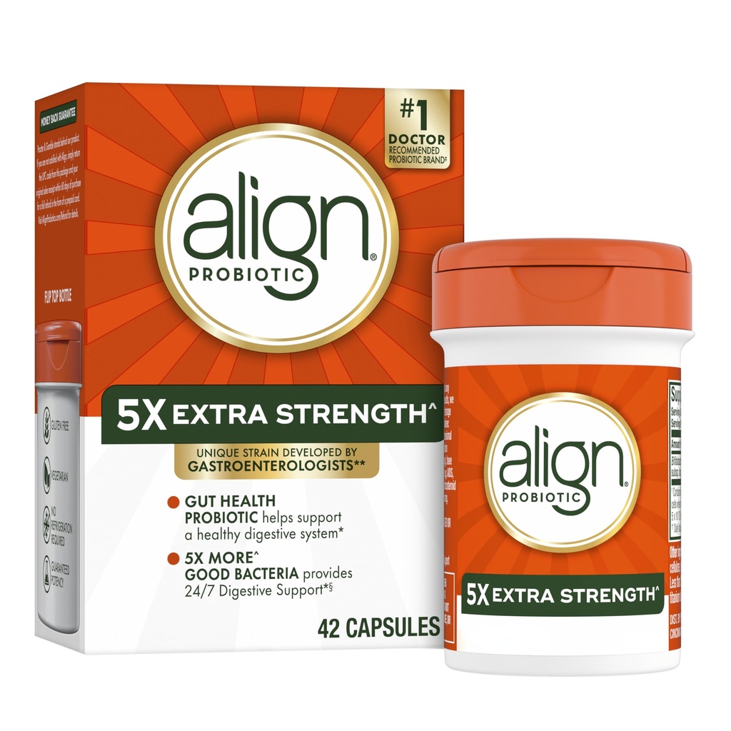Alignez Probiotique, Extra Force, Probiotiques pour les femmes et les hommes, Probiotiques pour les hommes, Capsules Probiotiques ont 5X UFC, 42 Capsules