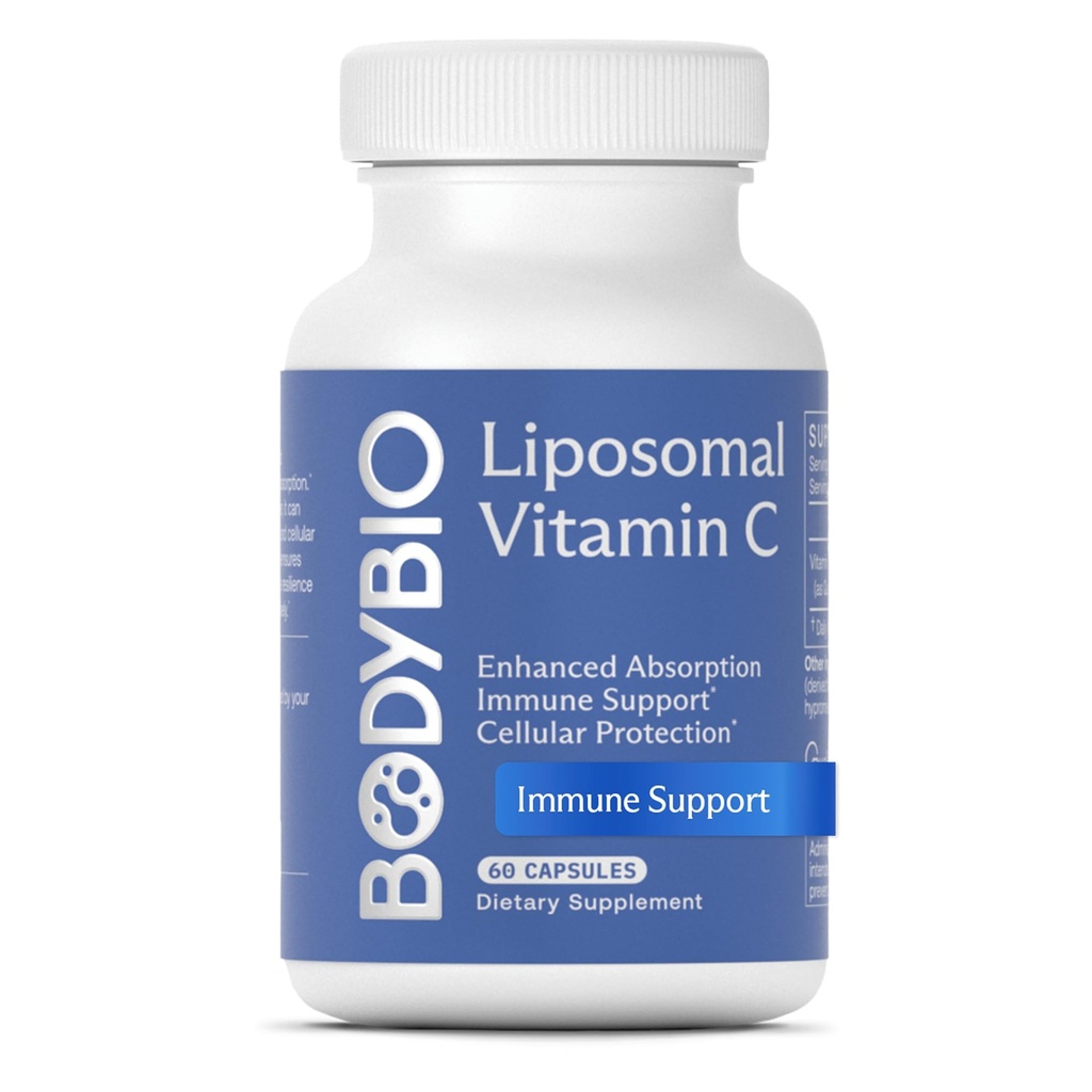BodyBio Liposomal Vitamine C - Krachtig Antioxidant voor Immune Support en Cellulaire Gezondheid, Pure Ascorbinezuur met Maximale Absorptie