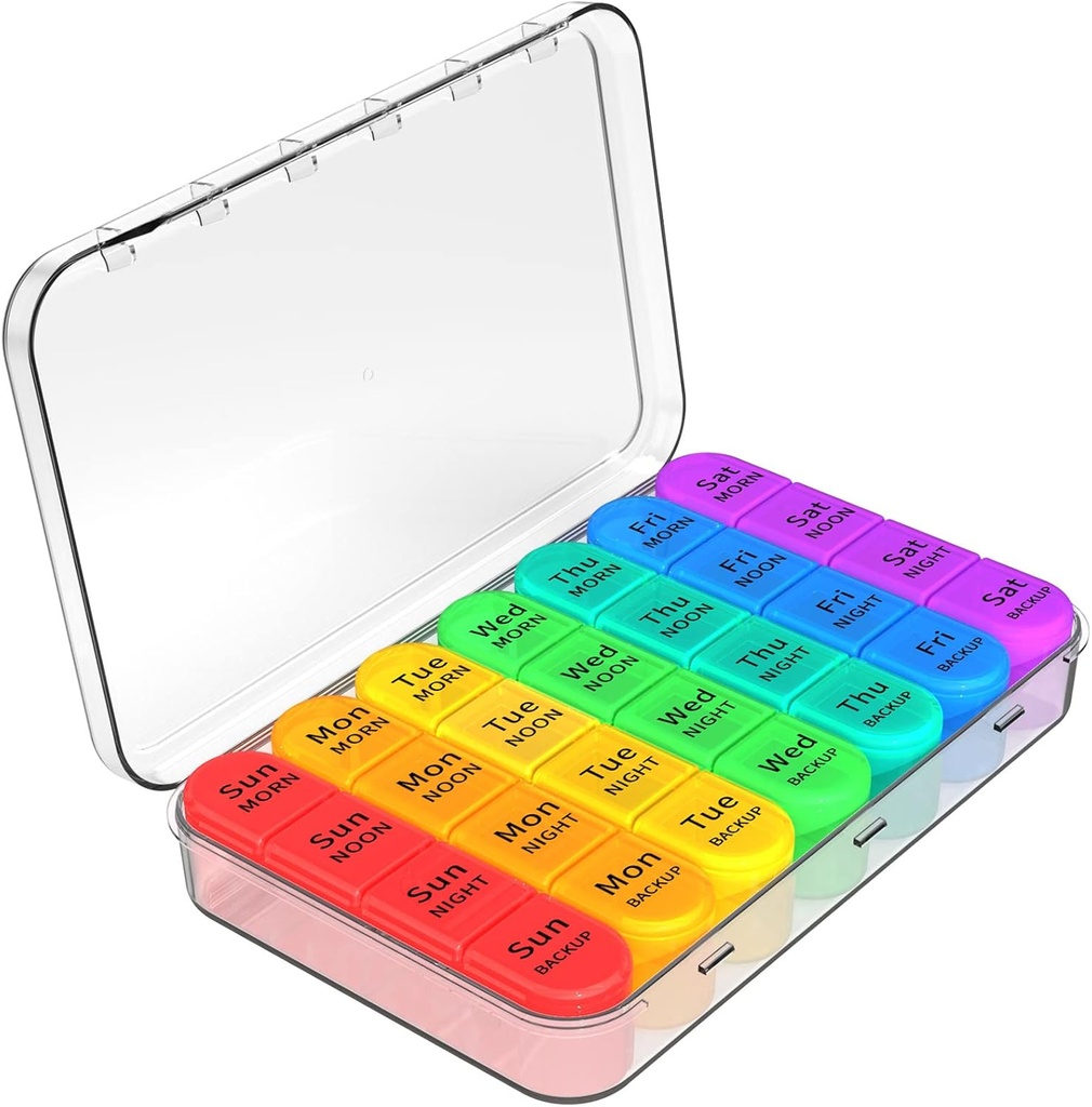 Daviky Weekly Pillen Organisator 4 keer per dag, Pill Box 7 Dag, Medicine Organizer Portable voor reizen met verwijderbare individuele pil geval pil container om dagelijkse vitamine, supplement en medicatie te houden