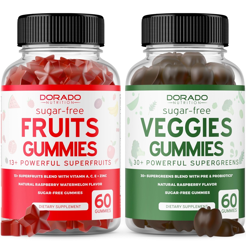 Fruit en groenten Supplement (120 Gummies) - Premium Sugar-Free Superfood Super Green & Fruit Gummies voor volwassenen - Immunity Support for Men & Women - Non GMO, Vegan Safe & Made in USA