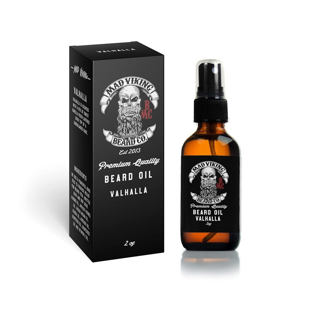 Maffe Viking Valhalla baard olie - Hydrate, zacht en groei je baard natuurlijk. Fight Itch and Dandruff with A Smooth Sandalwood & Vanilla Scent, Made In The USA - 2oz