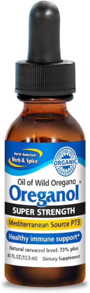 NOORD AMERICAN HERB & SPICE Super Strength Oreganol - 0,45 fl. oz. - Onbewerkte, wilde, organische Oregano Oil - Mediterranean Source P73 - Non-GMO - 194 Servingen