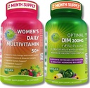Bundle végétalien pour équilibre hormonal, énergie, Immunity Bundle – Femmes Multivitamine quotidienne 50+ avec mélange biologique Superfood + Supplément DIM 200mg avec BioPerine® – Non-OGM, Clean Daily Wellness Support
