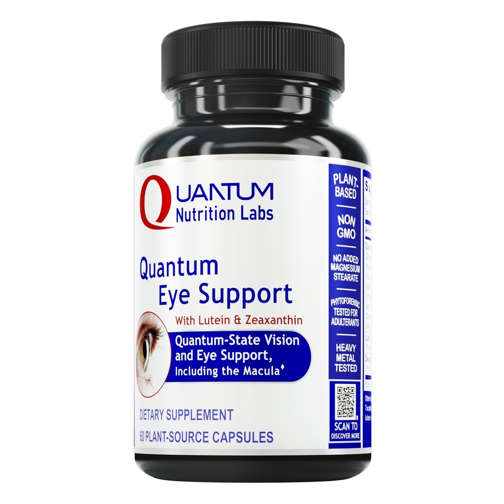 Quantum Nutrition Labs Eye Support - Eye Health Vitamins, Lutein and Zeaxanthin Eye Supplements for Adults and Seniors, Supports Macular Health, Contains Bilberry and Carrot - 60 Vegetarian Capsules
