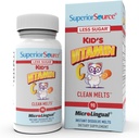 Superior Source Kid's Vitamine C Clean Melts - Immune Support Supplement voor kinderen - Minder suiker - Non-GMO, Glutenvrije en conserveringsvrije - 90 MicroLingual Instant-dissolve tabletten