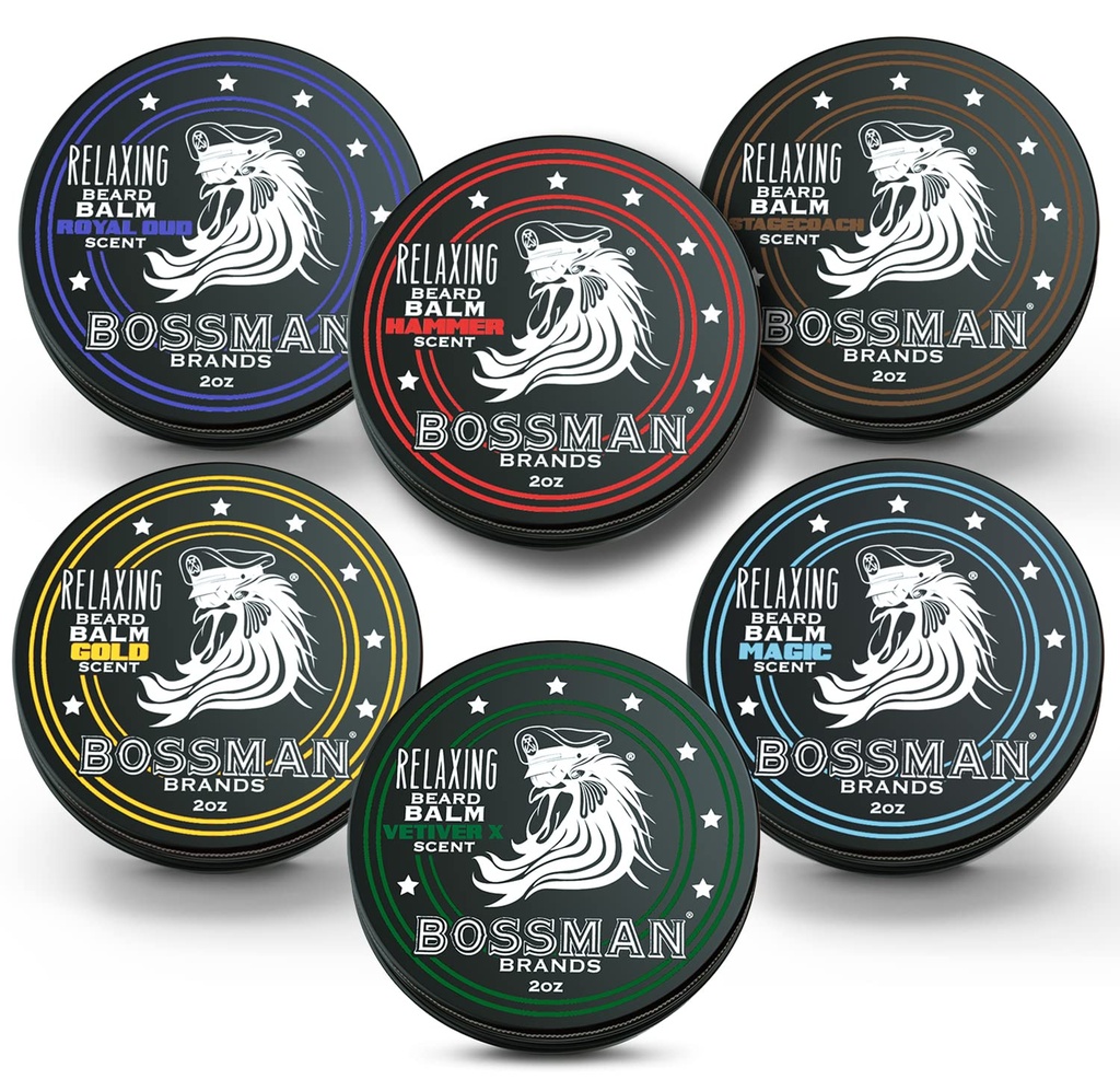 Bossman Baard Balsem Variety Pack - Baard Grooming, Groei en Care Kit - Softener en Moisturizer - Alle 6 Geuren