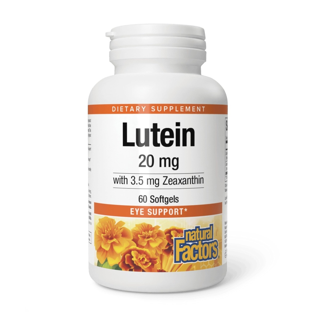 Natuurlijke factoren - Lutein 20mg, Natuurlijke Antioxidant ter ondersteuning van Ooggezondheid, 60 Zachte Gels