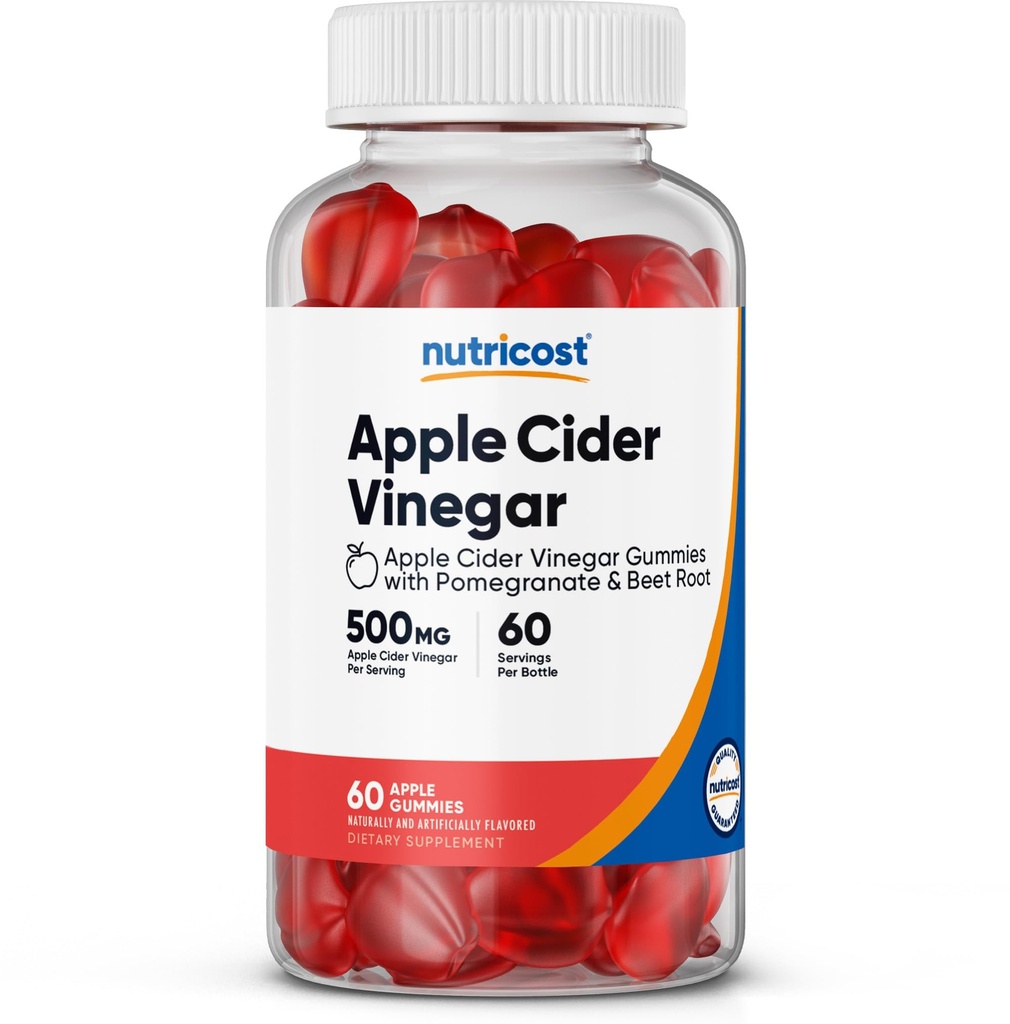 Nutricost Apple Cider Vinegar 500mg, 60 Gummies, Apple Flavored - Gluten Free, Non-GMO, No Corn Syrup