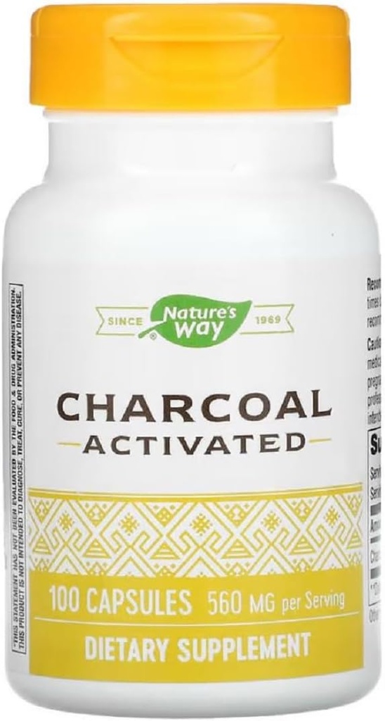 Natures Way Actieve Charcoal Intestinal Cleanser Capsule, 260 mg - 100 per verpakking - 3 verpakkingen per geval.3