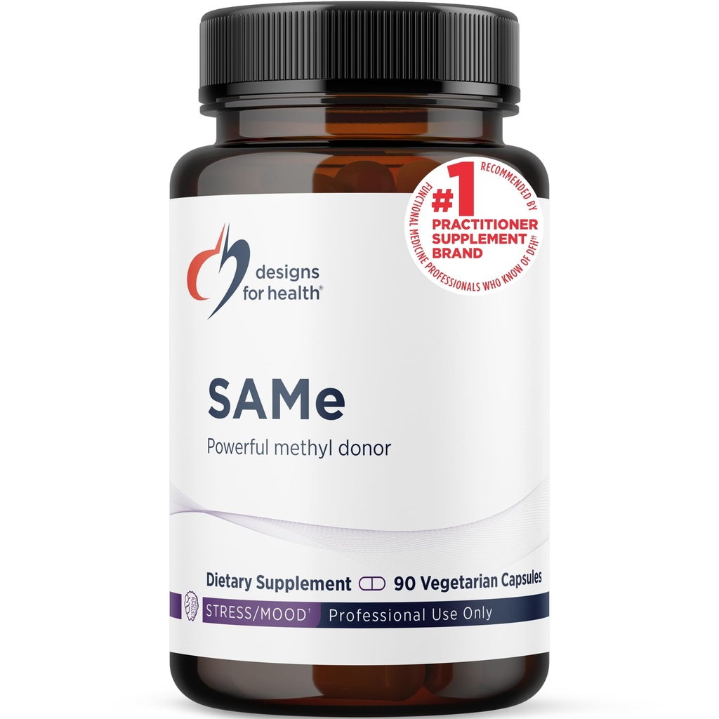 Conceptions pour la santé Mêmes capsules avec B6, B12 + 5-MTHF - Supplément S-Adénosylméthionine 200 mg avec 5-MTHF (Flate) + Vitamine B12 - Non-OGM + Sans gluten (90 capsules)