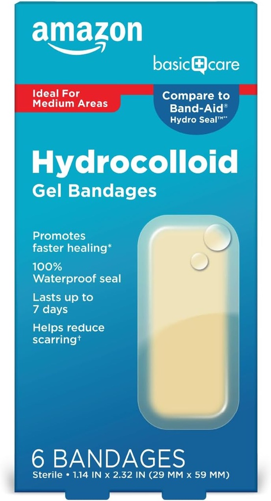 Soins de base avancé guérison rapide hydrocolloïd Gel Bandages, Grand, 6 ct