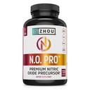 Zhou N.O. Pro - Supplément d'oxyde nitrique Premium pour hommes et femmes, soutien cardiaque, musculaire et sanguin avec racine de betterave et l'arginine, booster naturel d'oxyde nitrique - 120 capsules de Veggie