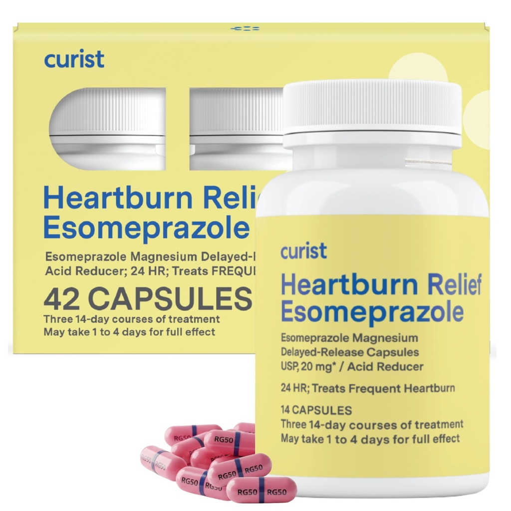 Curist Esomeprazol 20mg Capsules Vertraagd Release - Acid Reflux Medicine for Heartburn Relief - 42 Count Capsules - Acid Reflux Relief