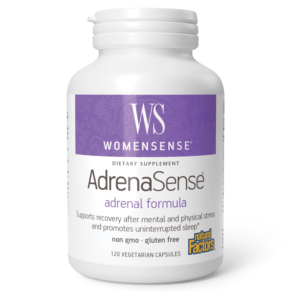 FemmesSense AdrenaSense par Facteurs Naturels, AdrenaSense, supplément à base de plantes pour le soutien adrénal et le soulagement du stress, végétalien, non-OGM, 120 capsules