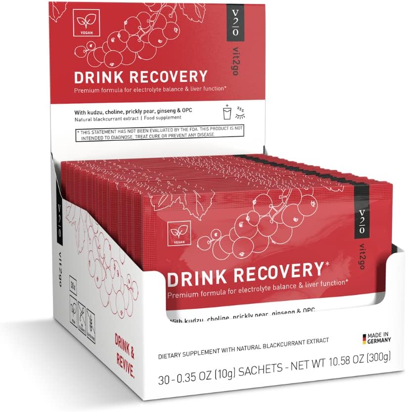 Récupération de boisson Electrolytes Poudre avec Vitamines, Végétaux Electrolytes Packets pour Hydratation et Détox hépatique, Arôme cassis (30 sachets)