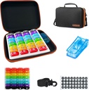 Maandelijkse pil Organizer 1Tijd Een Dag,Pill Organizer Maandelijks 1Tijd Een Dag met 32 Dagelijkse Compartementen&1Pill Cutter&1Travel Case&1Shoulder Straps&2PCS 31 Days Sticker. Comfortabele handgreep, BPA-Free.