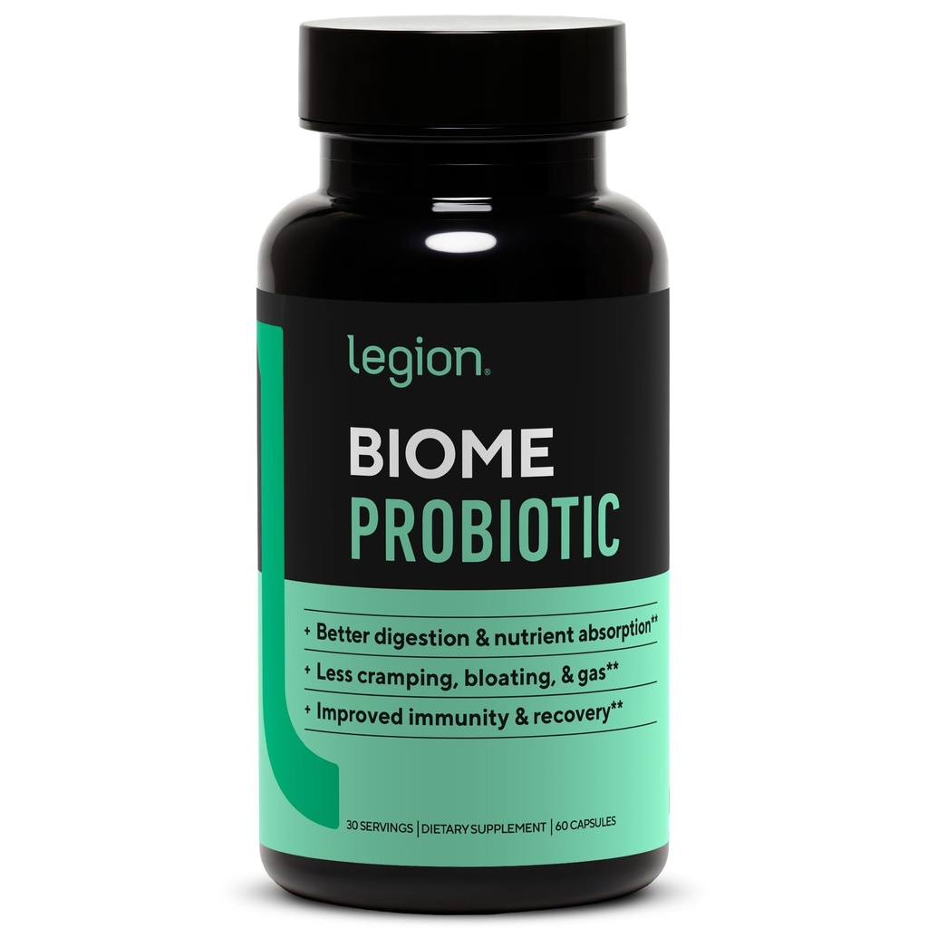 LEGION Biome Probiotica - Natuurlijke Probiotica Gut Health Supplement voor vrouwen en mannen - Probiotische voedingssupplementen helpen verminderen Bloating, Cramping & Gas - Colon Health Probiotic Pillen, 30 porties