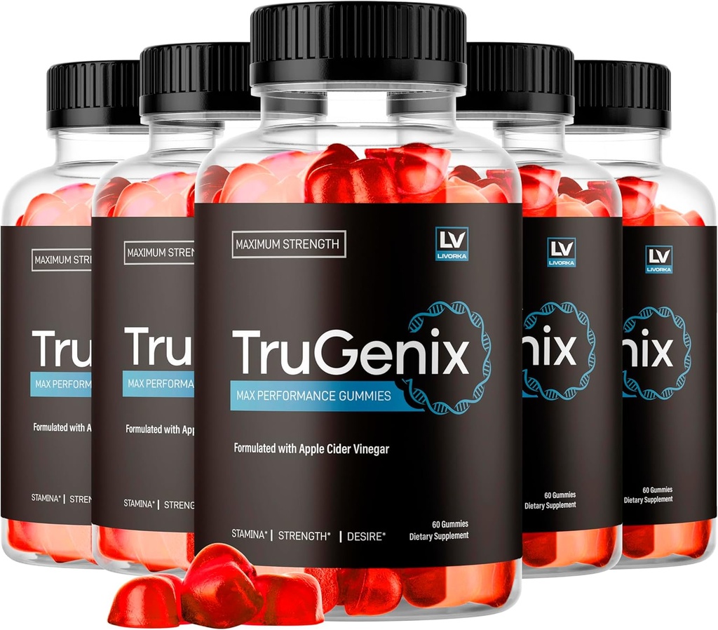 (5 Pack) TruGenix Gummies, TruGenix Gummies for Men, Officiële TruGenix Gummies Advanced Formula, TruGenix ACV Gummies, TruGenix Support Supplement Gummies, Premium Formula, 300 Gummies for 5 months