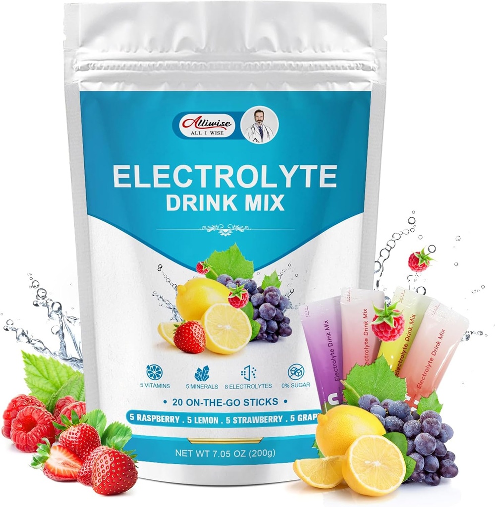 Hydrate Electrolytes Powder Packets, Zero Sugar Electrolytes,Electrolyte Drink Mix 20 Pack