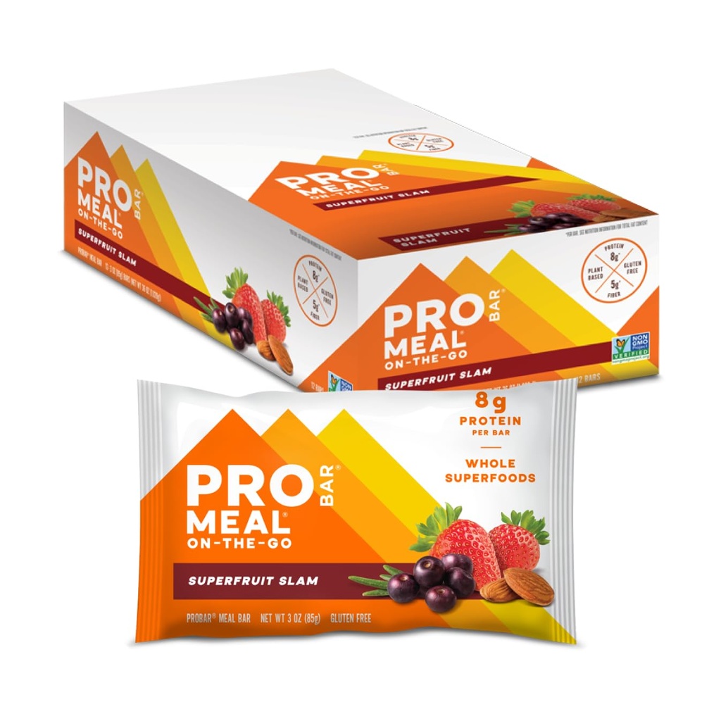 PROBAR - MEAL Bar, Superfruit Slam, Non-GMO, Glutenvrije, gezonde, plantaardige basis, Whole-Food Ingredients, Natural Energy (12 Tel.)