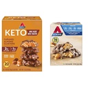 Atkins Caramel amandes clusters, sans gluten, haute en fibre, 1g de sucre, 2g de glucides nets, Keto Friendly, 20 Compte & Caramel chocolat écrou roll Snack Bar, Protein Snack, haute en fibre, 2g de sucre, 16 Compte