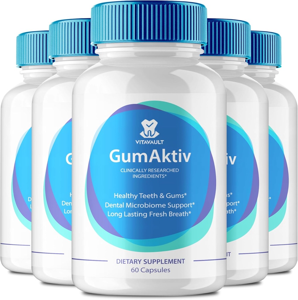 GumAktiv Capsules All Natural Care for Teeth and Gums, GumAktiv Pills Dental & Gum Health Formula Extra Strength, Vitamine and Minerals Overall Oral Protection Capsules, GumAktiv Reviews (5 Pack)