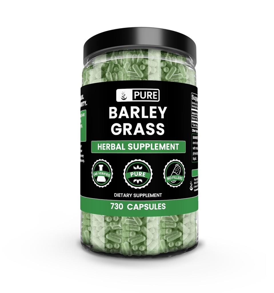 Ingrédients originaux purs Herbe d'orge (730 capsules) Pas de magnésie ou de farine de riz, toujours pur