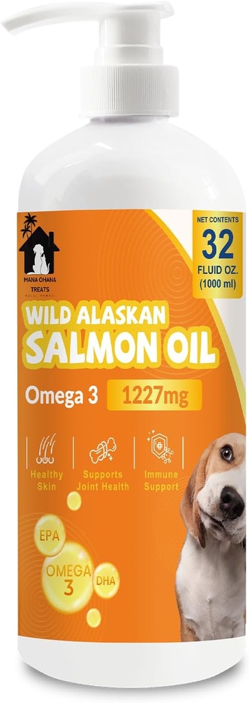 Salmon Oil for Dogs & Katten Omega 3 Fish Oil Supplement for Healthy Skin & Coat, Joint & Bone Support, Allergie Relief & Ontsteking Defense 