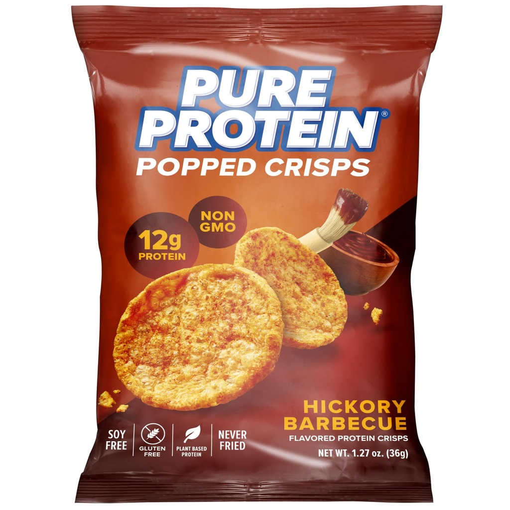 Pure Protein Popped Crisps, Hickory Barbecue, High Protein Snack, 12G Proteïne, 1.27oz., 12 Tellen