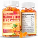 Calcium Magnesium Zink Gummies met D3 &B6 &K2,1000mg Calcium Gummies met 300mg Magnesium Ondersteuning Immune Energy voor volwassenen en tieners, Sugar Free(120Count)