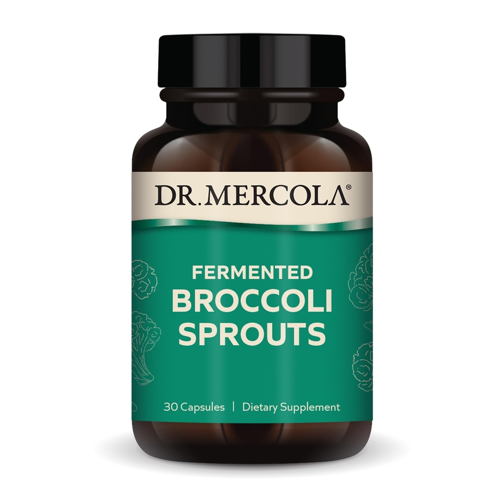 Dr. Mercola Sprouts de brocoli fermentés organiques - Fournit de super antioxydants - Supports Processus de désintoxication - Brocolis entiers organiques - Non-OGM, sans gluten et sans soja - 30 capsules (30 portions)