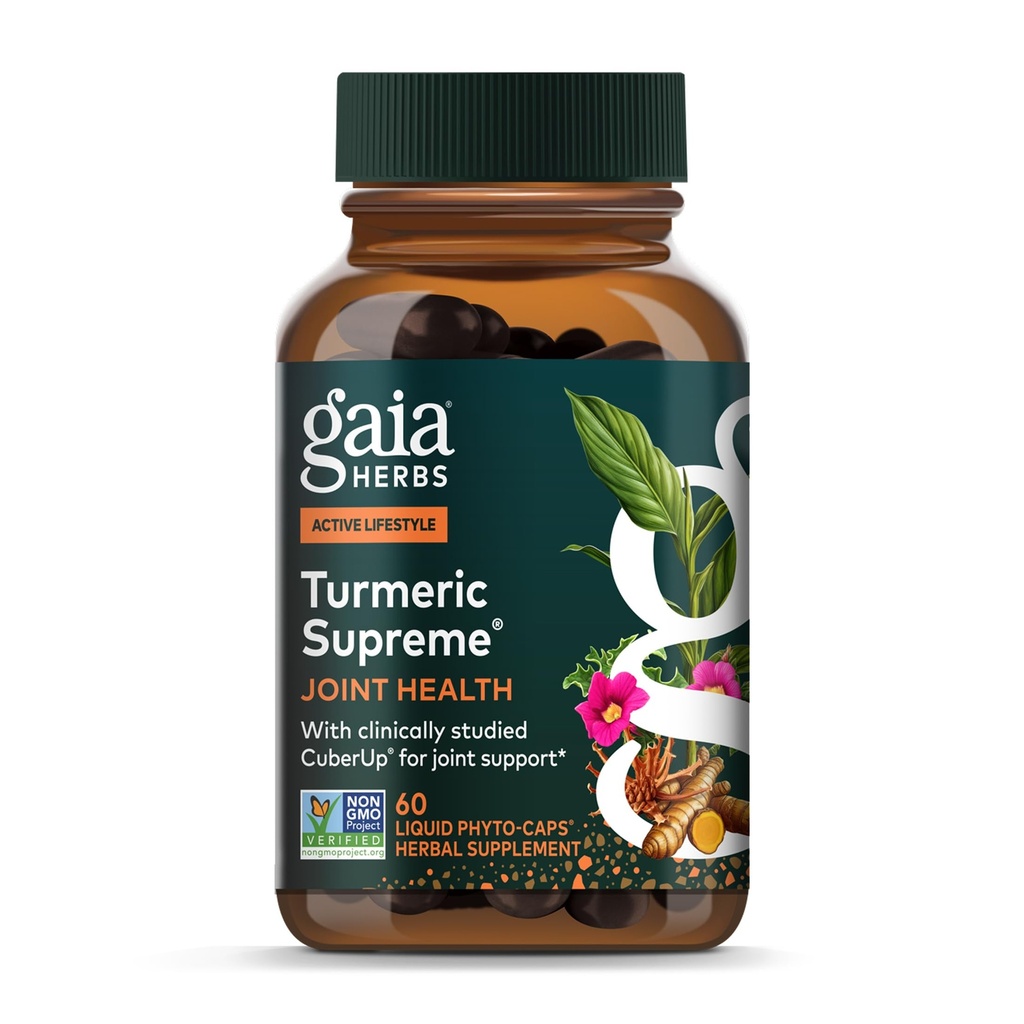 Gaia Herbs Kurkuma Supreme Joint Health - Joint Support Supplement - met Quercetin, Black Pepper, Boswellia, Ginger Root, Curcuminoids, & More - 60 Liquid Phyto-Capsules (15-Day Supply)