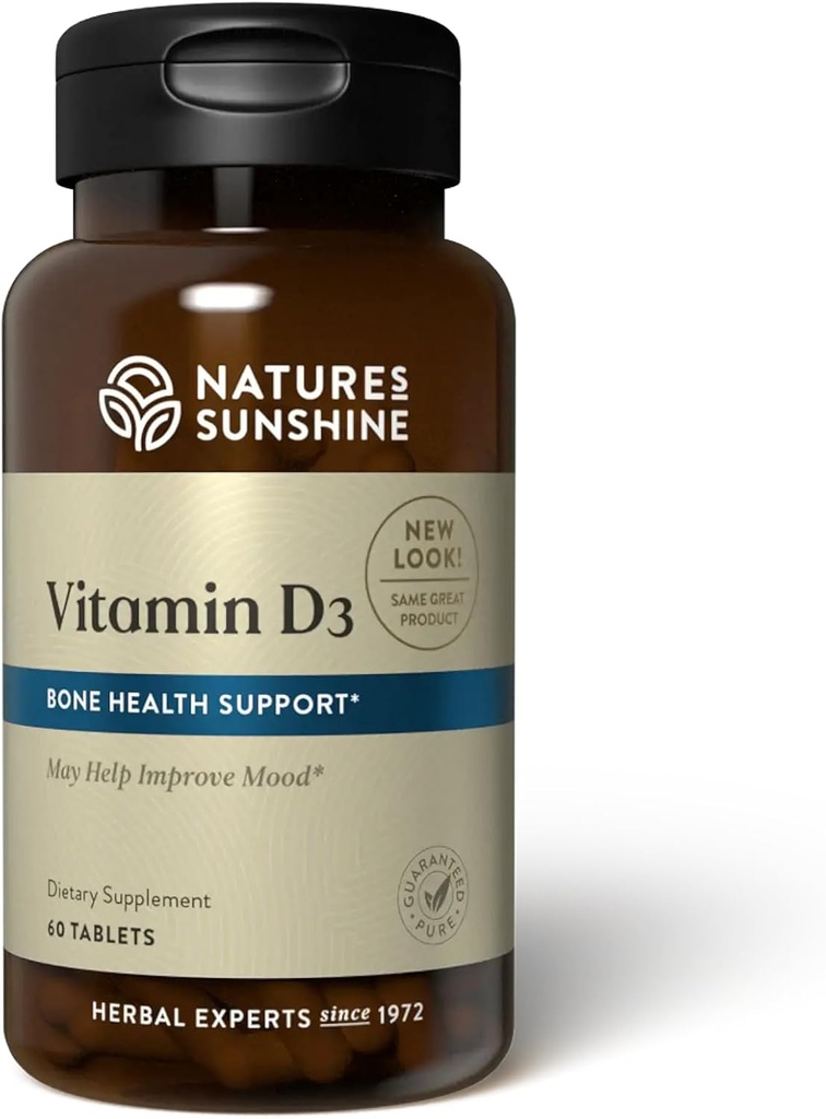 Nature's Sunshine Vitamin D3, 60 tabletten Ondersteunt Bone Health, draagt bij aan de algehele gezondheid, en kan Mood verbeteren