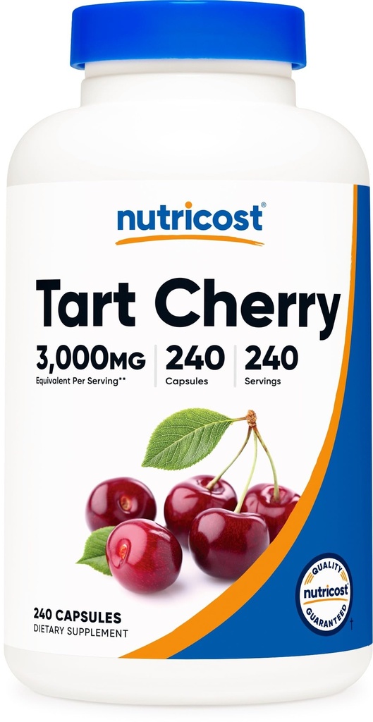 Nutricost Tart Cherry Extract 3000mg Equivalent (uit 300 mg van 10:1 Extract), 240 Vegetarische Capsules - Glutenvrij, Non-GMO
