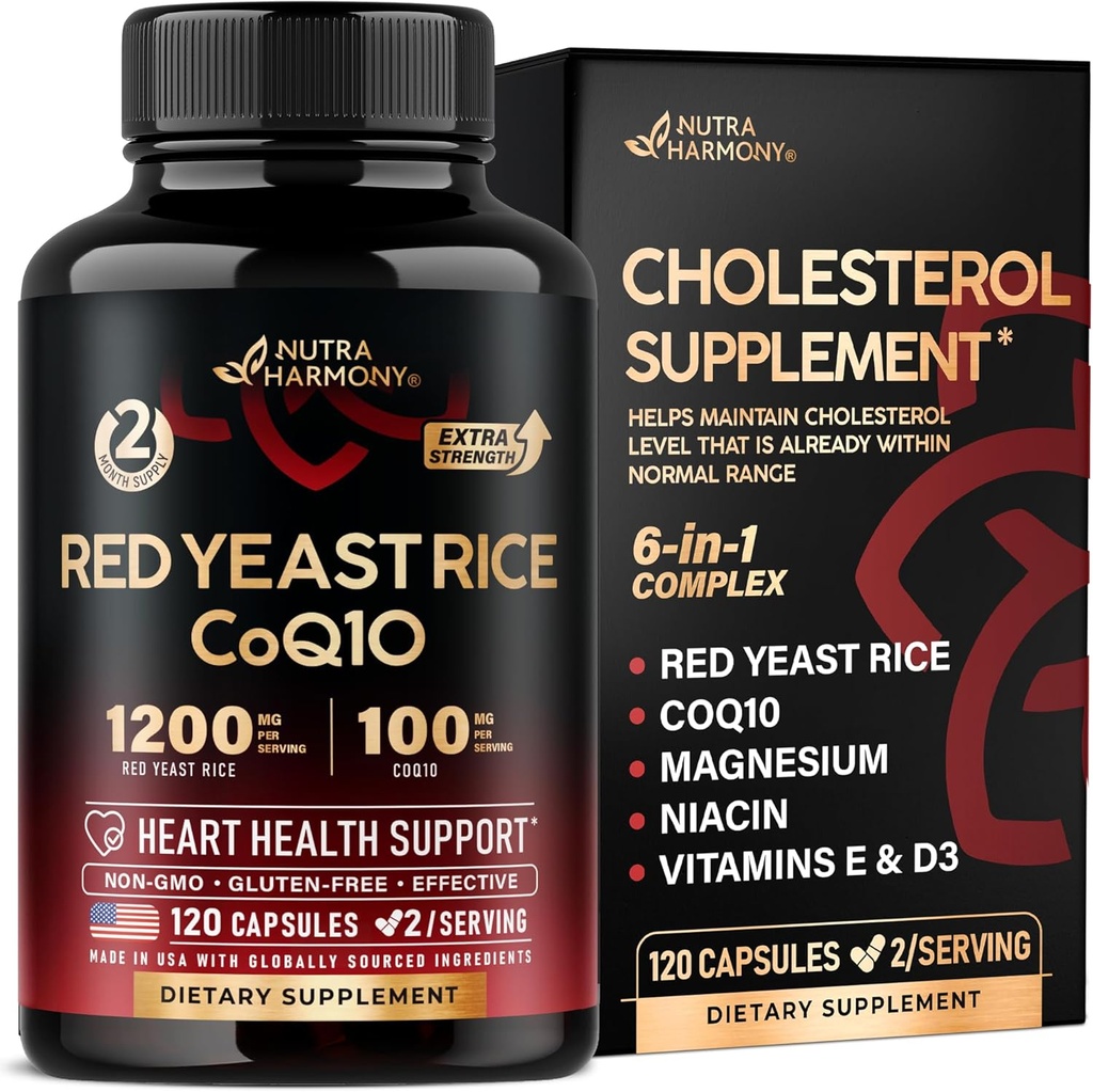 Red Gist Rice 1200 mg met CoQ10 100 mg - met Magnesium 