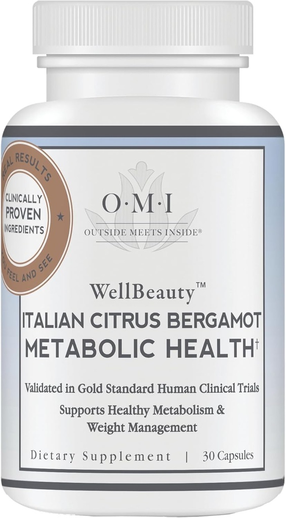 WELLBEAUTY Italiaanse Citrus Bergamot Metabolische Gezondheid, Award winnende cardioloog Ontwikkeld ter ondersteuning van gezonde cholesterol en triglyceriden niveaus al in normale bereik, 7 belangrijke polyfenolen, 30-dagen levering
