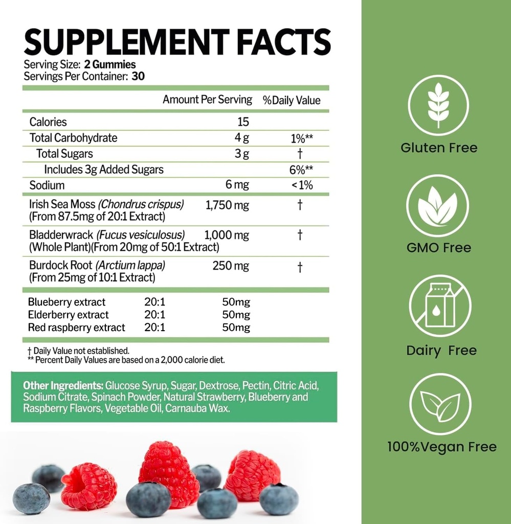Sea Moss Gummies met Bladderwrack en Burdock Root 