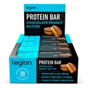 Legion Protein Bar Chocolate Peanut Butter -100% Wei Proteïne, Gebakken Bars met Prebiotic Fiber - Hoog eiwit (20g) Lage vet (12g) Lage suiker (4g), Geen soja, Gluten - Natuurlijke smaken (12 telling)