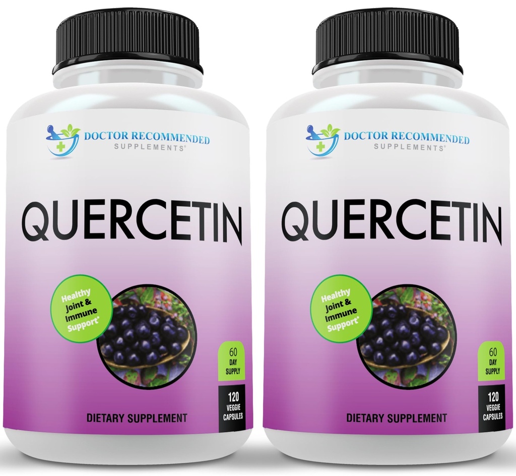 DOCTEUR COMPLÉMENTS RECOMMANDÉS Quercetin 1000mg par portion - Supplément vitaminique (Vegan) (120 Capsules de Veggie, boîte de 2)