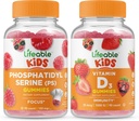 Levensvatbare Fosfatidylserine (PS) Kinderen + Vitamine D Kids, Gummies Bundle - Grote Proeverij, Vitamine Supplement, Glutenvrij, GGO-vrij, Kauwgom