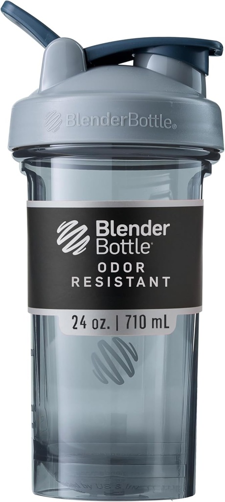 BlenderButtle Shaker Bottle Pro Series Perfect voor eiwitshakes en pre-workout, 24-once, Full-Color Grey