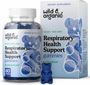 Wild & Organic Lung Detox Gummies - 1000 mg Mullein Gummies for Longs Cleanse - Natural Supplements with Mullein Leaf Extract and Mushroom Blend - 60 Vegan, Non-GMO Kauwen