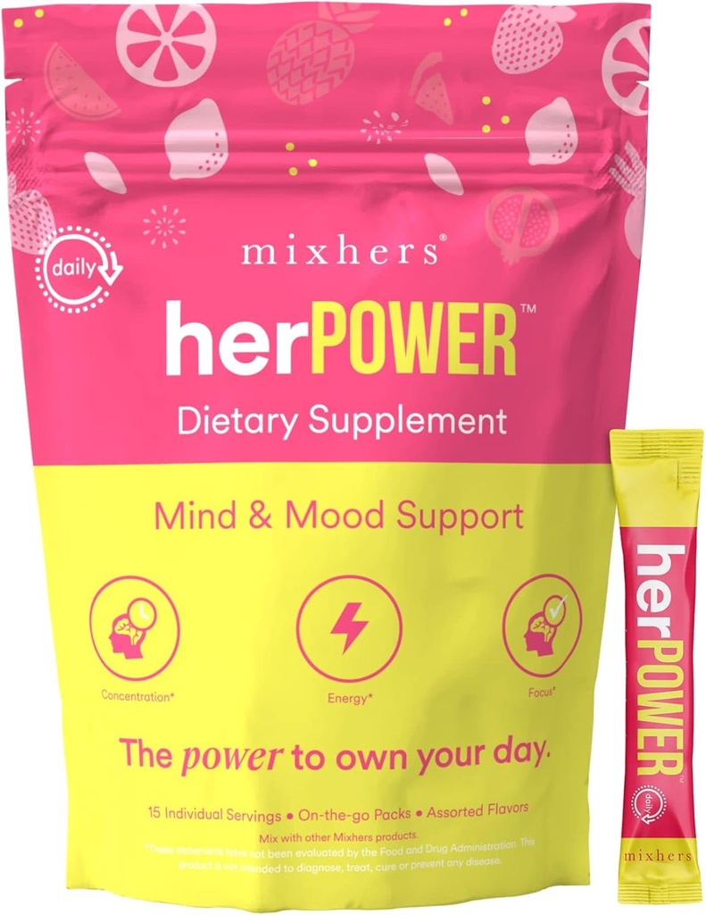 MIXHERS Focus Cerveau Supplément de soutien à la caféine sans caféine Ingrédients naturels pour la clarté cognitive, la concentration et l'hydratation