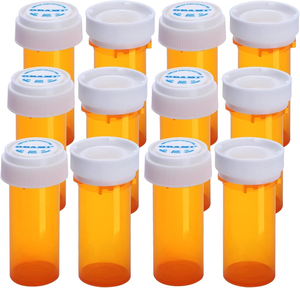 Plastic lege pil flessen met dubbelzijdig gebruik (Child Resistant & Easy Open) Caps - Medicine Container Pill Case Dispenser Organizers (8 Dram, 12 stuks)