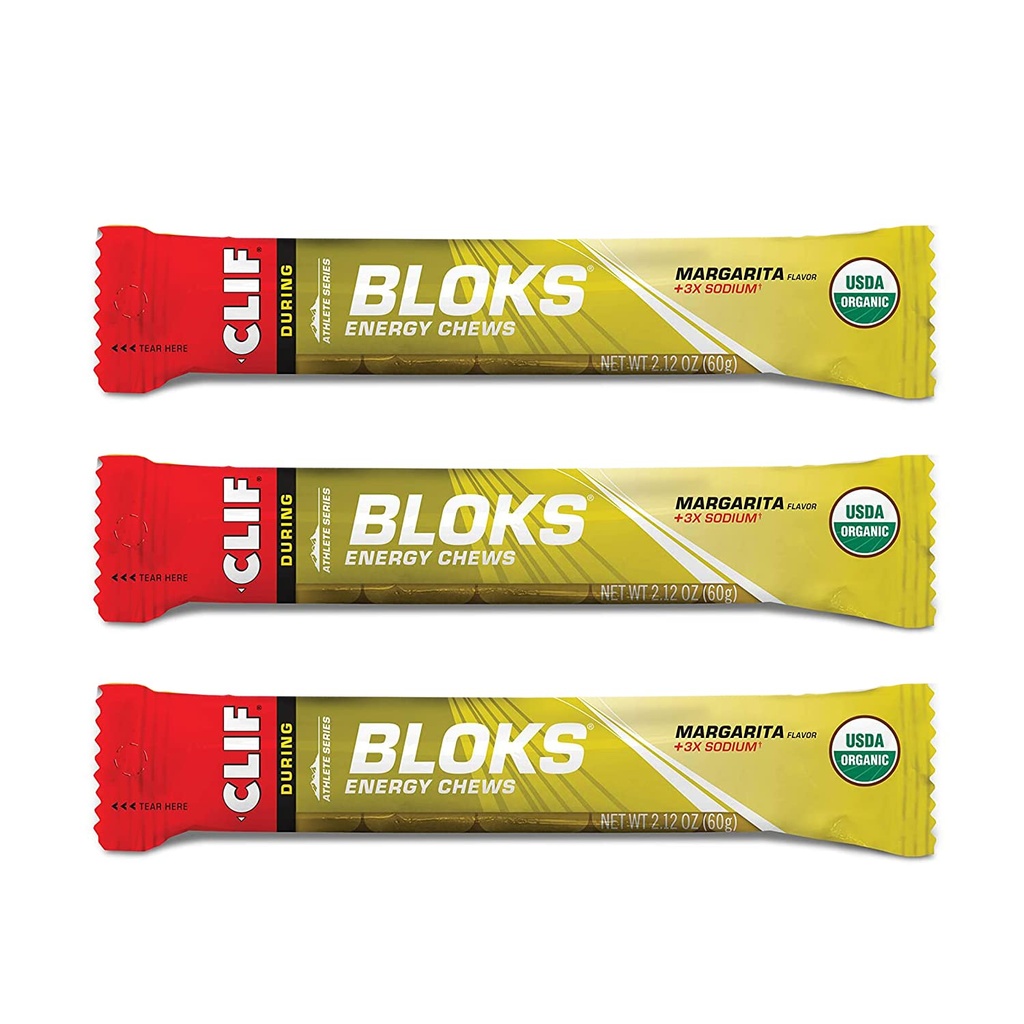 CLIF BLOKS - Energie Kauwen - Margarita met zout 3X Natrium voor toegevoegde Electrolytes- Non-GMO - Plant Based Food - Snelle brandstof voor fietsen en hardlopen Snack (2.1 Ounce Packet, 3 Tellen)