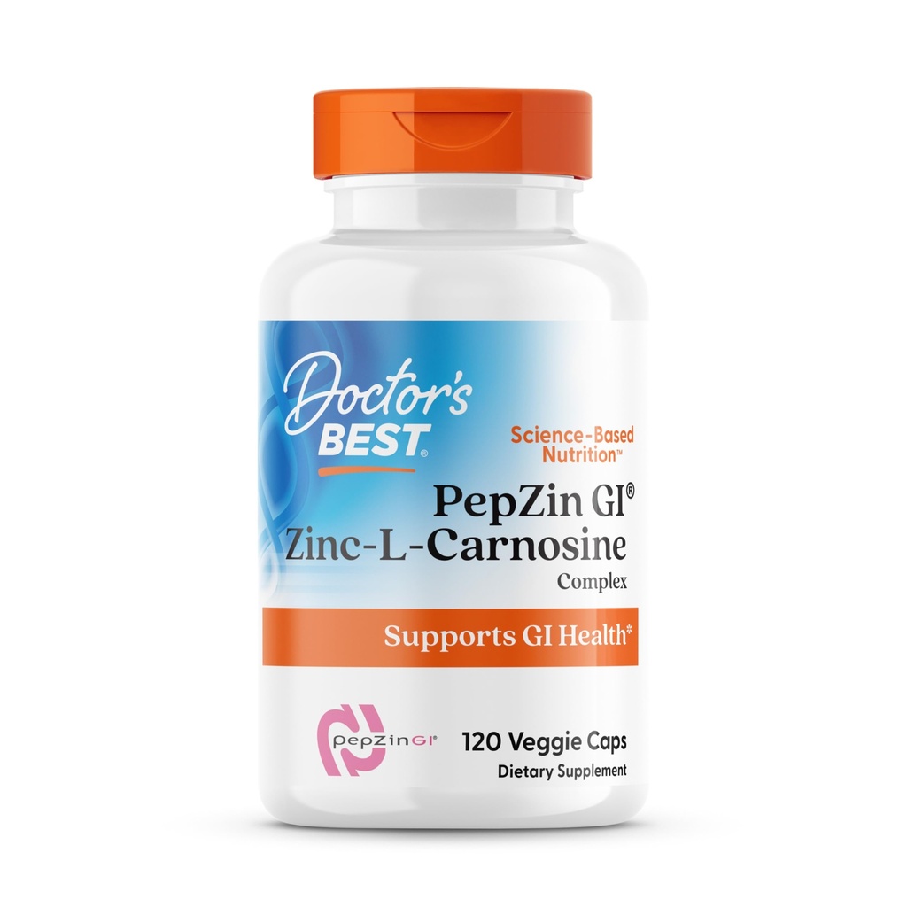 Meilleur médecin PepZin GI, complexe Zinc-L-Carnosine, non-OGM, végétalien, sans gluten, sans soja, soutien digestif, 120 capsules de légumes