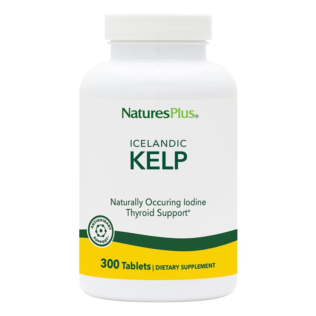 NaturesPlus IcelAndic Kelp - 150 mcg Jodium; 150 mg Kelp- 300 Vegetarische tabletten - Natural Jodium Supplement - Glutenvrij - 300 porties